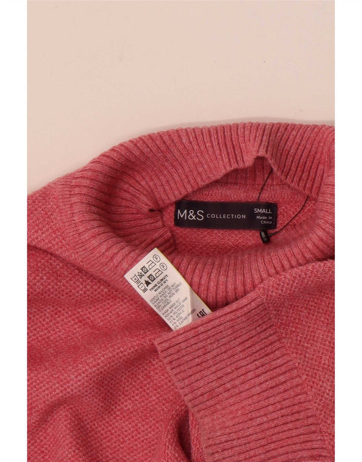 Marks & Spencer Damski sweter z golfem, UK 10, mały, różowy