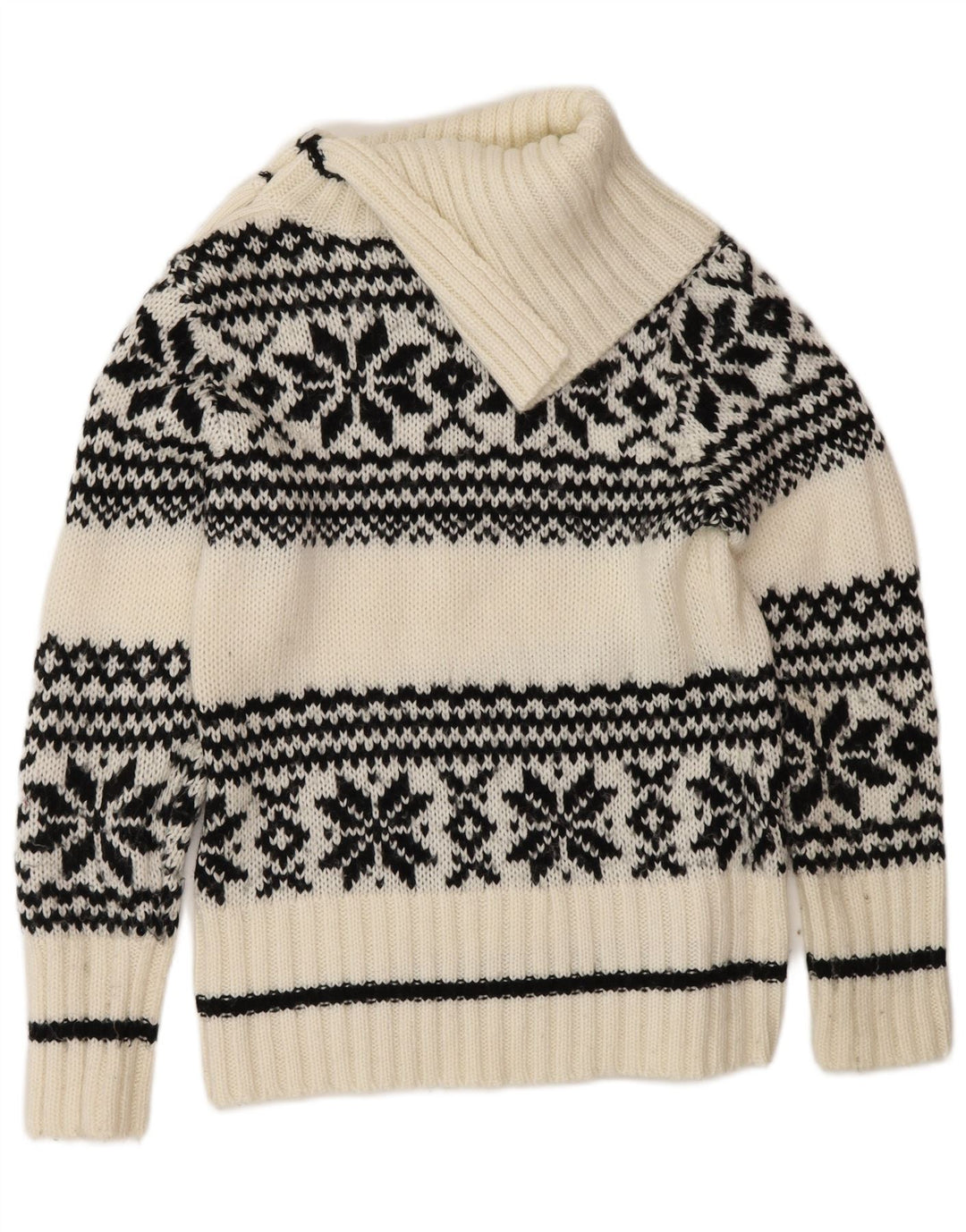 Yessica Damski sweter z guzikami w kształcie płatka śniegu UK 14 Średni Biały Wint