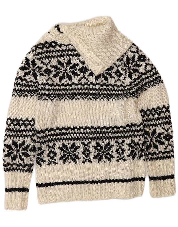 Yessica Damski sweter z guzikami w kształcie płatka śniegu UK 14 Średni Biały Wint