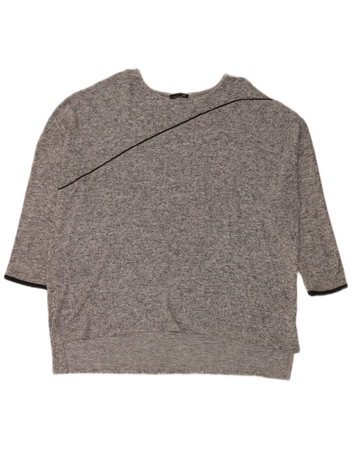 Damski top oversize Zara z rękawem 3/4, UK 14, średni szary, nakrapiany