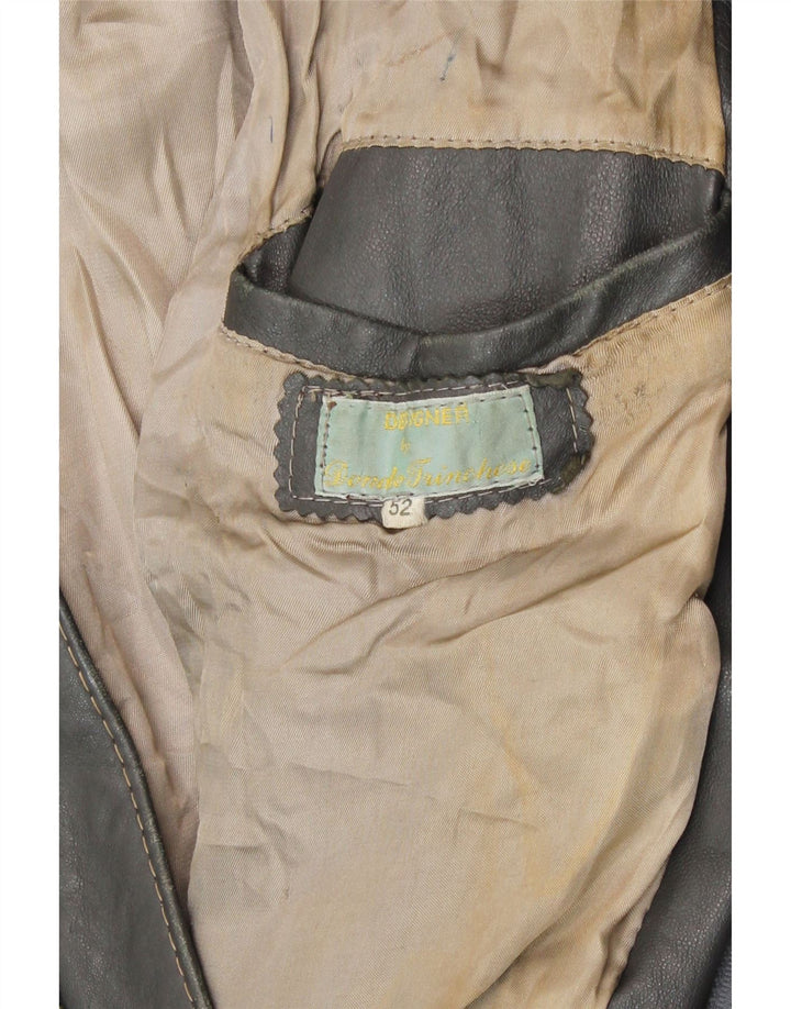 Vintage męska kurtka skórzana IT 52 XL szara skóra