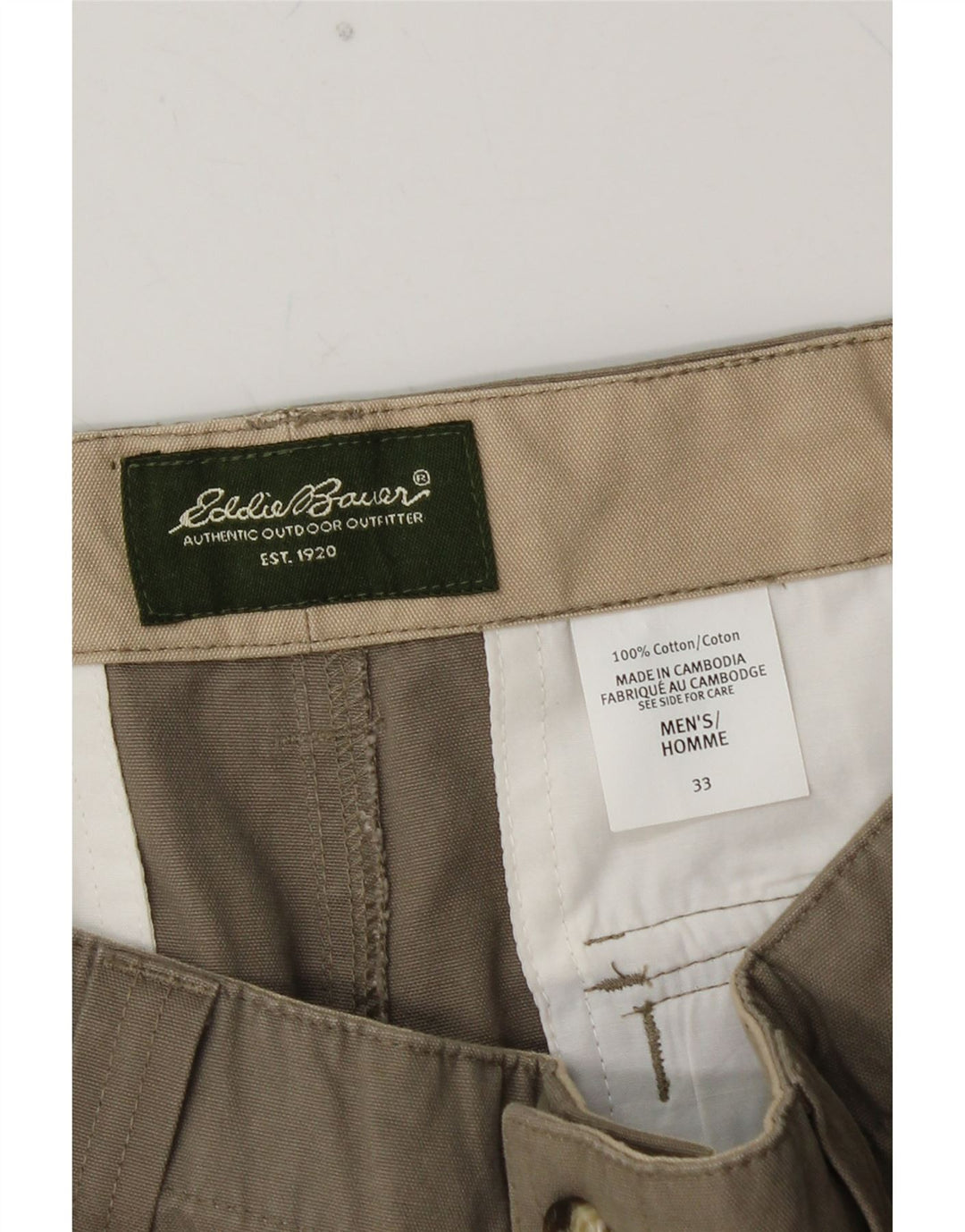 Męskie spodenki cargo EDDIE BAUER W33, średnia bawełna khaki