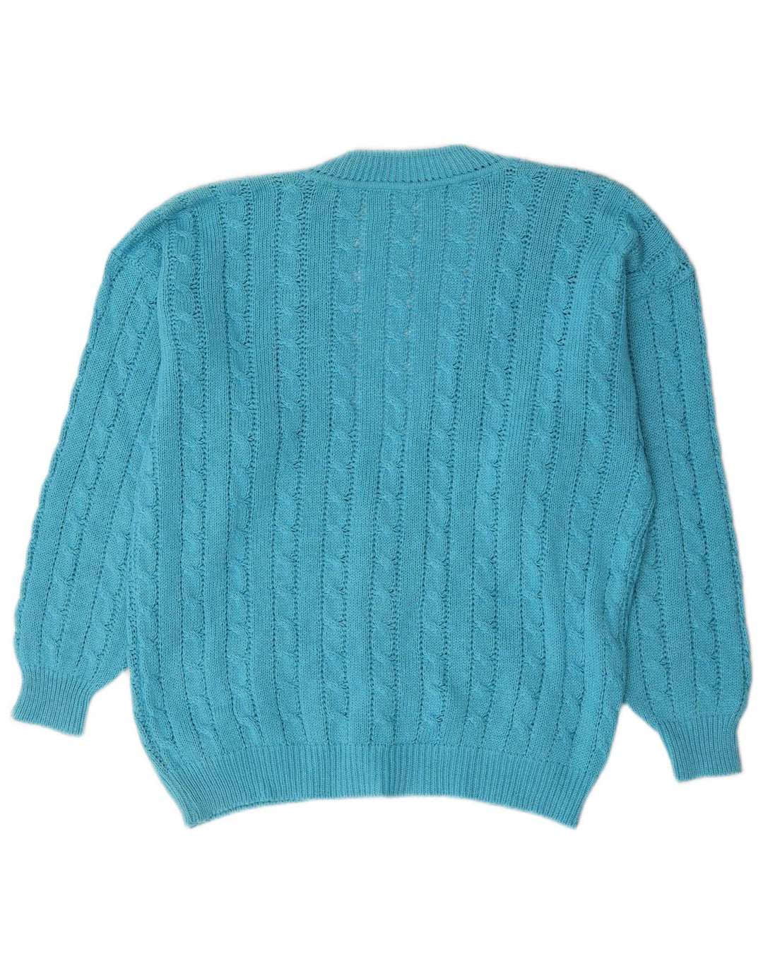 Vintage męski sweter rozpinany, duży niebieski