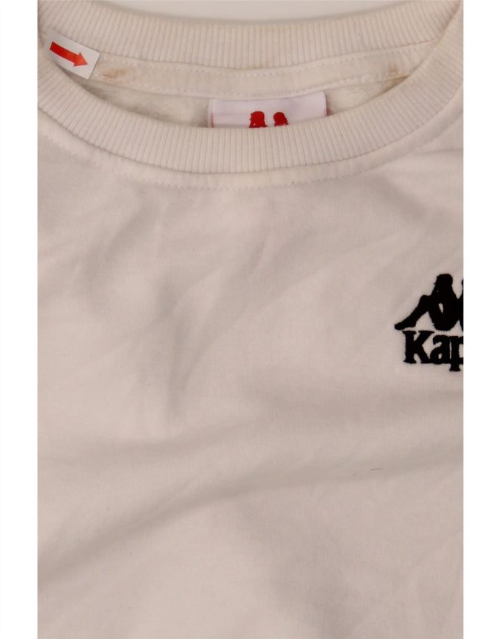 KAPPA Womens Crop Graphic Sweatshirt Jumper UK 10 Small White Vintage Kappa and Second-Hand Kappa from Messina Hembry 