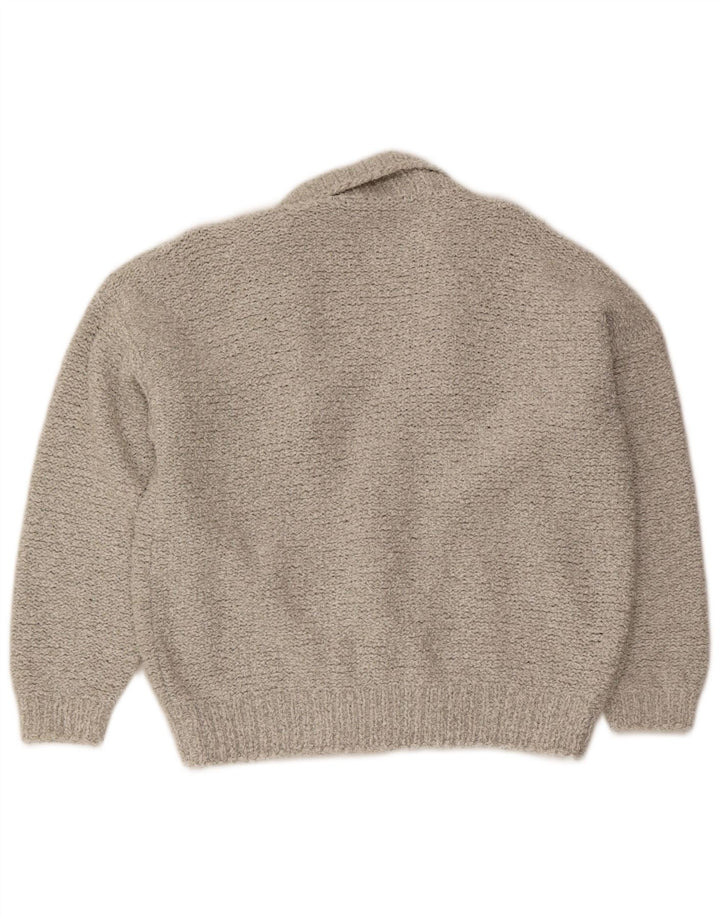 Vintage męski sweter rozpinany z podwójnymi piersiami, średnio szary