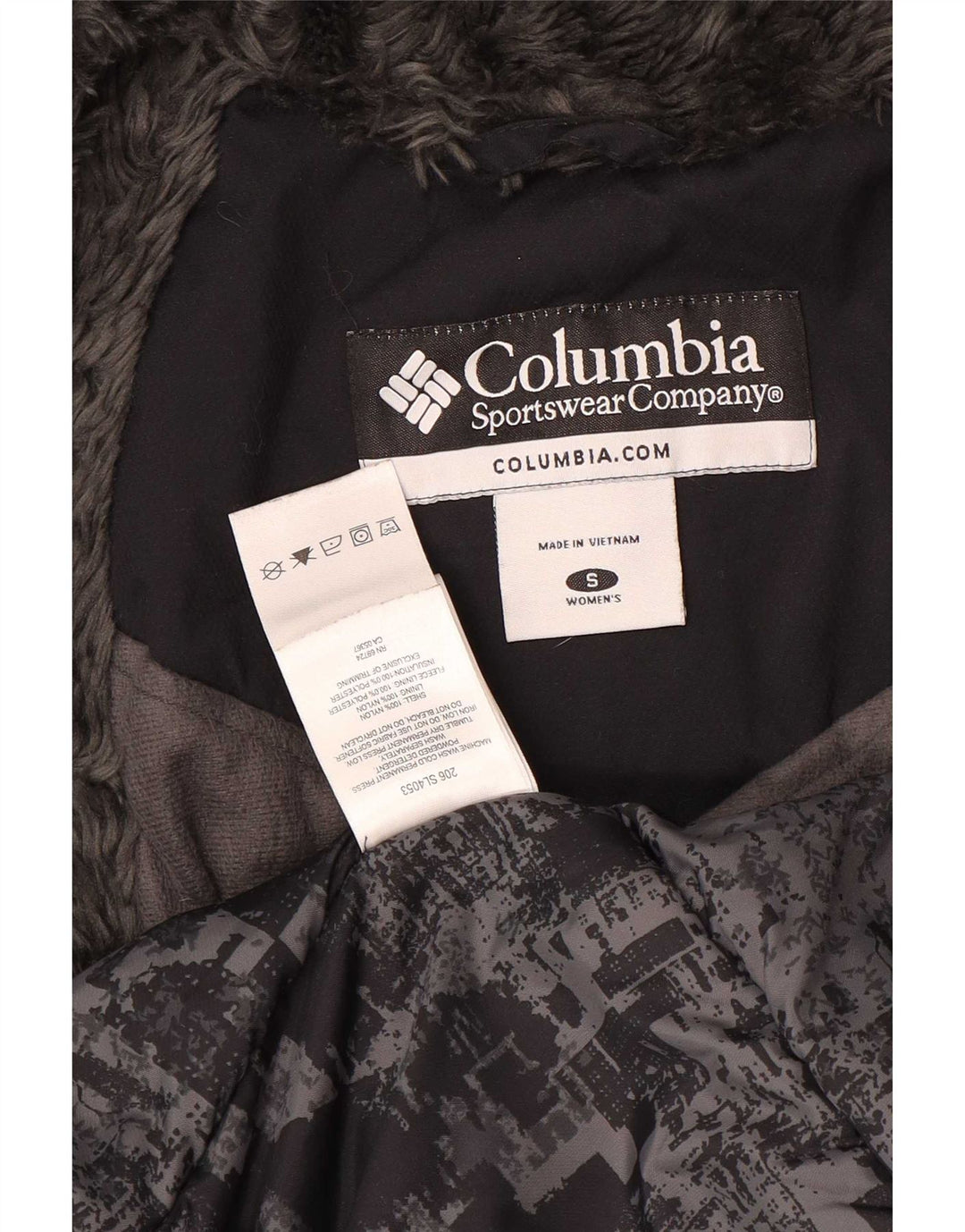Damska wyściełana kurtka z kapturem Columbia UK 10, mała, czarna nylonowa