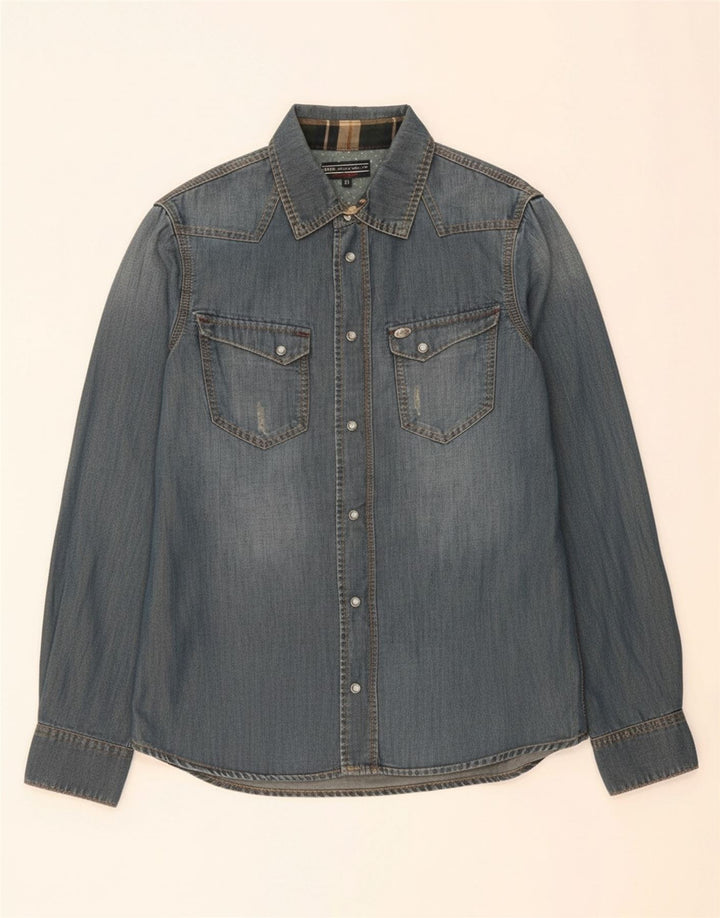 GAUDI Mens Denim Shirt Medium Blue Cotton