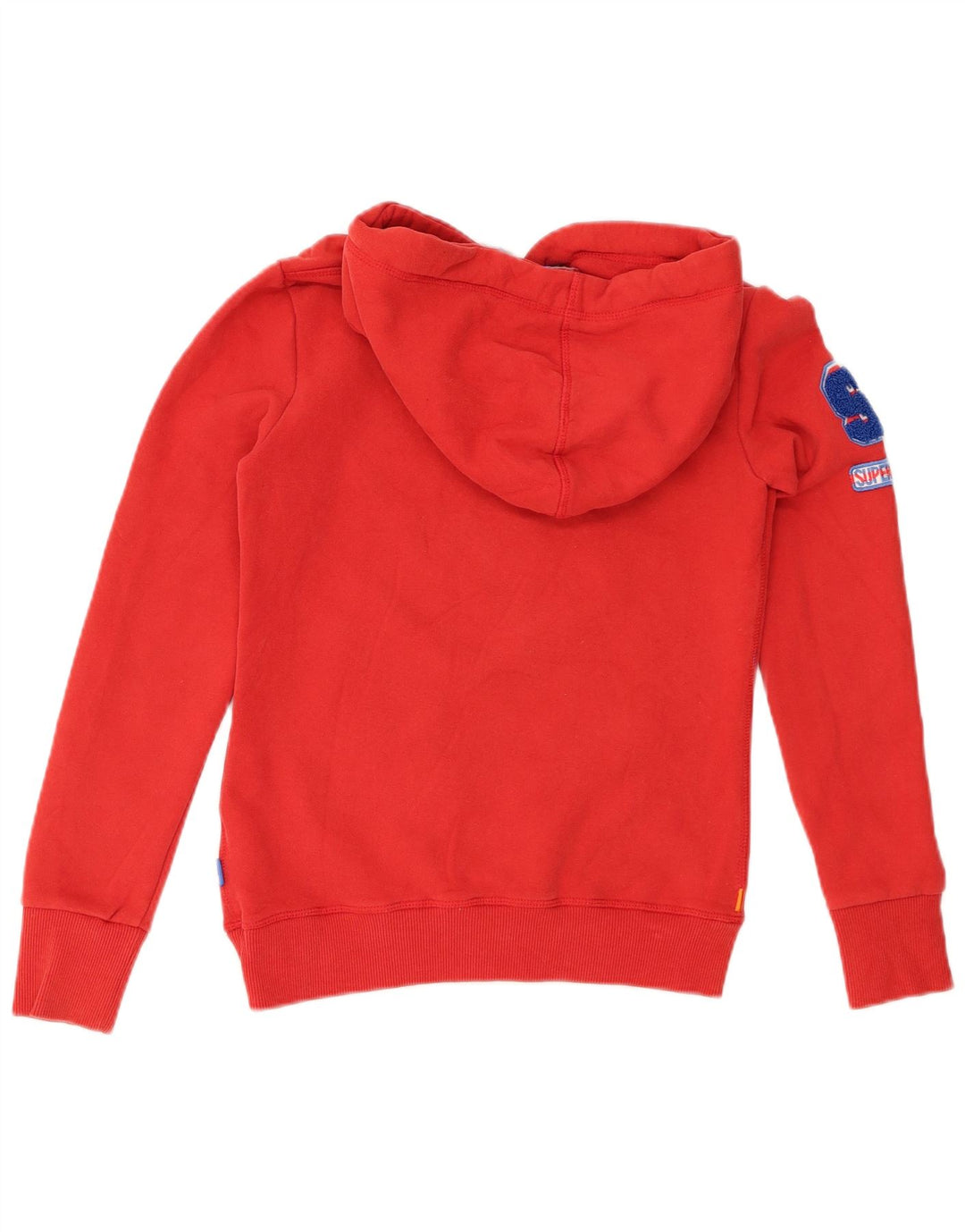 Damski sweter z kapturem i grafiką SUPERDRY UK 6 XS, czerwony, bawełniany