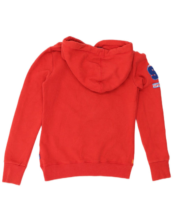 Damski sweter z kapturem i grafiką SUPERDRY UK 6 XS, czerwony, bawełniany