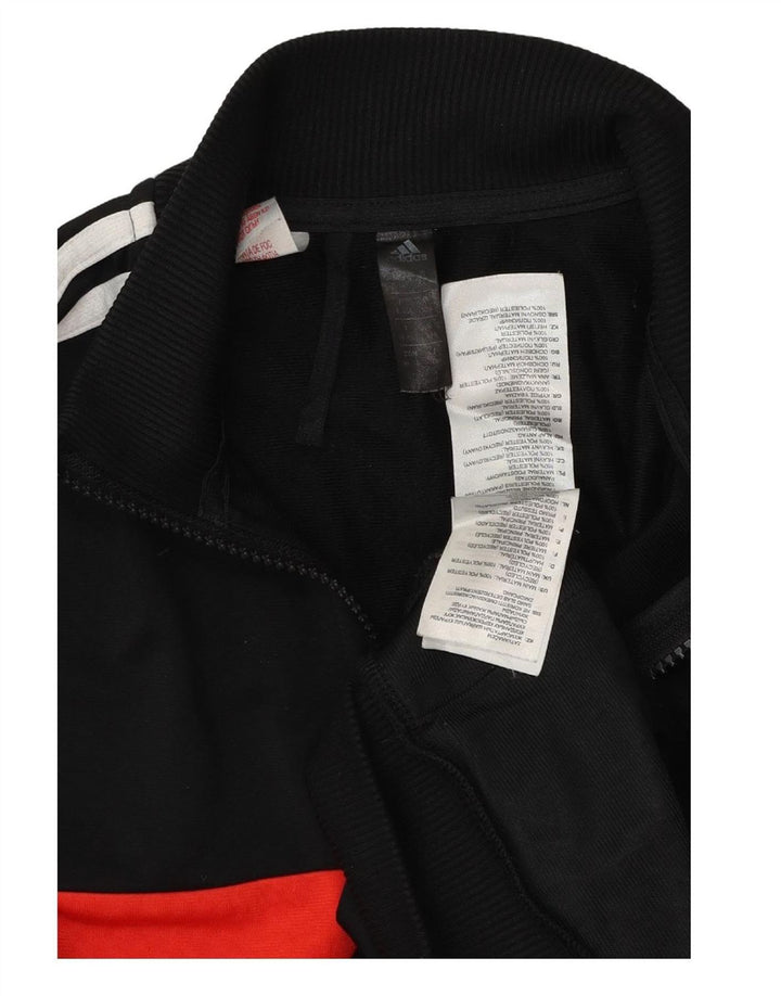 ADIDAS Boys Tracksuit Top Jacket 15-16 Years Black Colourblock Polyester