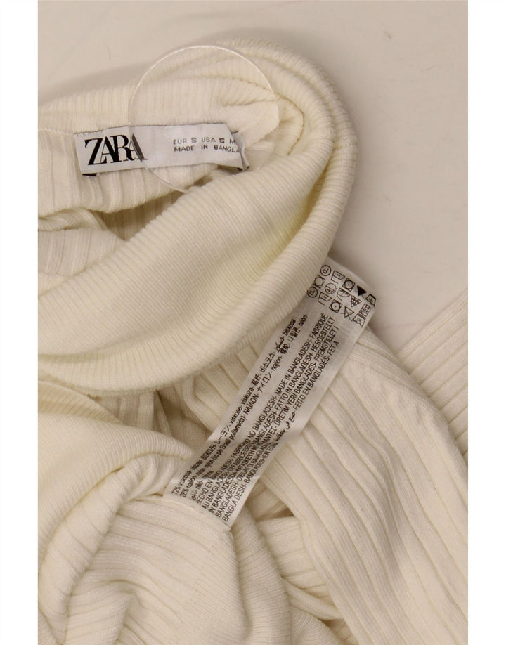 Damski sweter z golfem ZARA UK 10 Small, biała wiskoza