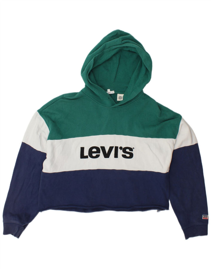 LEVI'S Womens Oversized Crop Hoodie Jumper UK 16 Large Multicoloured