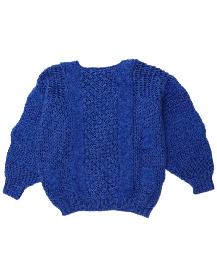 Vintage damski sweter z dekoltem w łódkę EU 40, średni niebieski, poliakryl