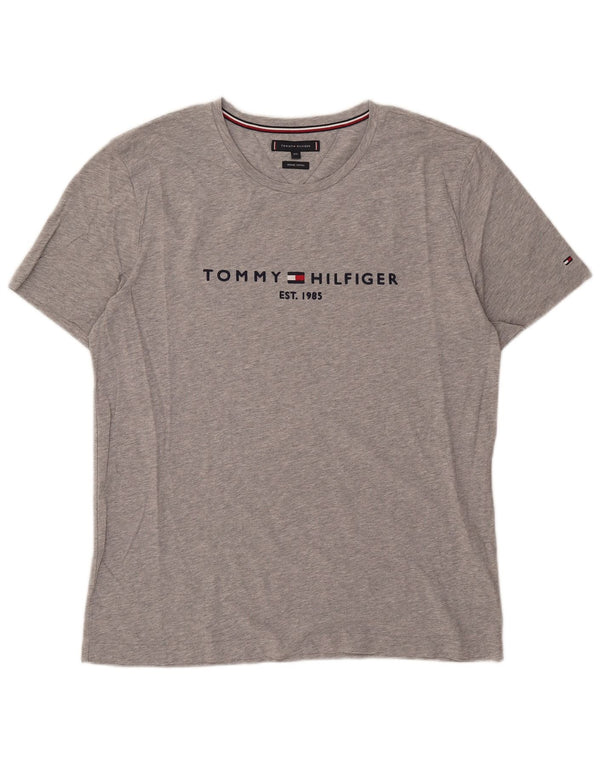 Męska koszulka z grafiką Tommy Hilfiger Top 2XL Szara bawełna