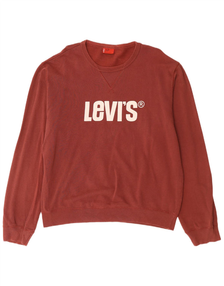 Męski sweter z grafiką Levi's, duży, bordowy, bawełniany