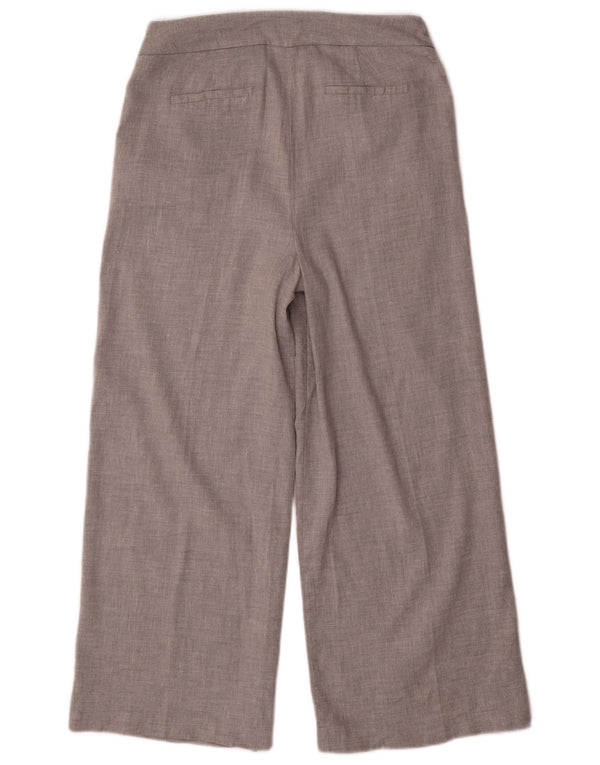 Marks & Spencer Womens Wide Leg Cropped Trousers UK 12 Medium W32 L26 Grey
