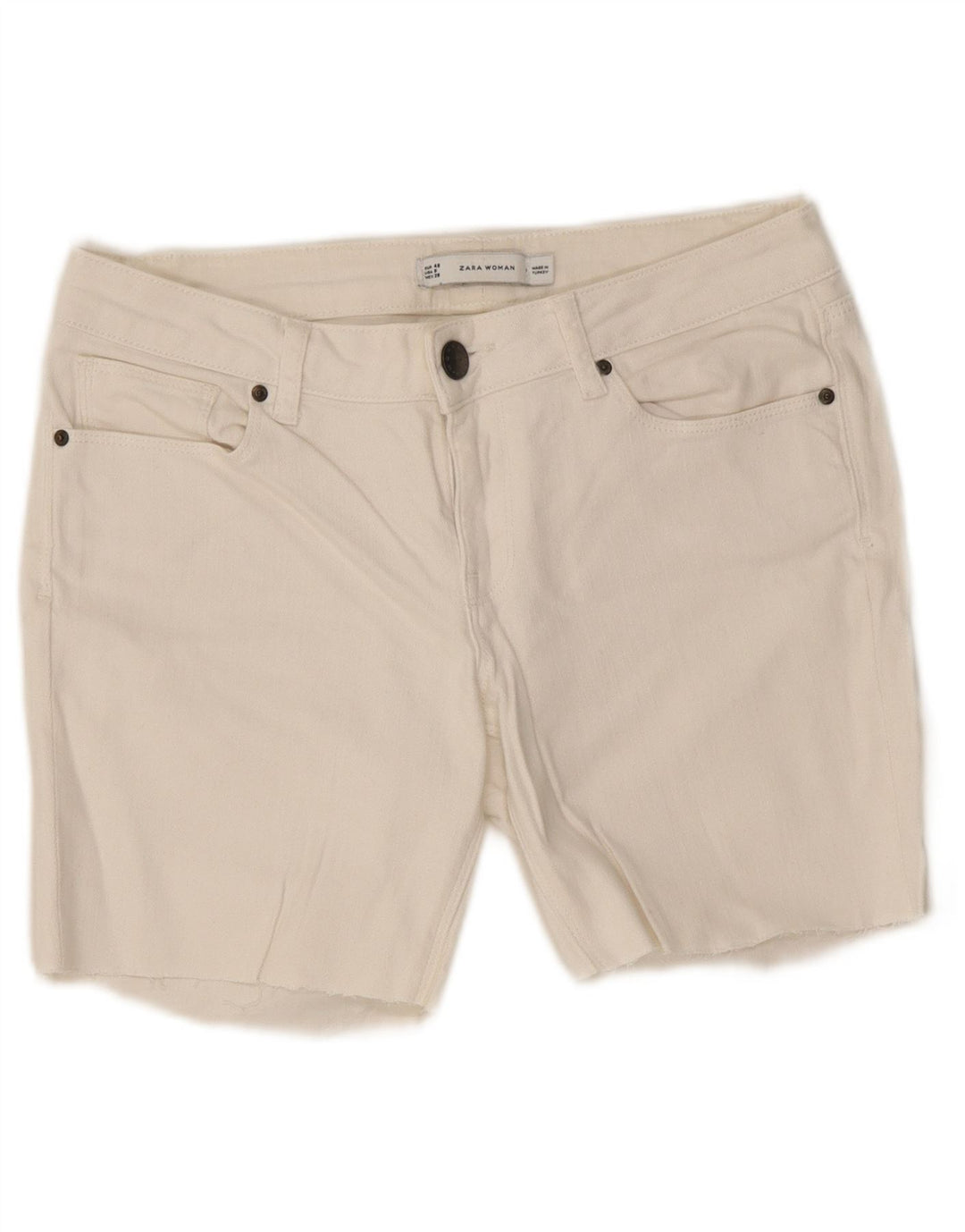 Damskie spodenki jeansowe Zara Graphic EU 40 Medium W30 białe