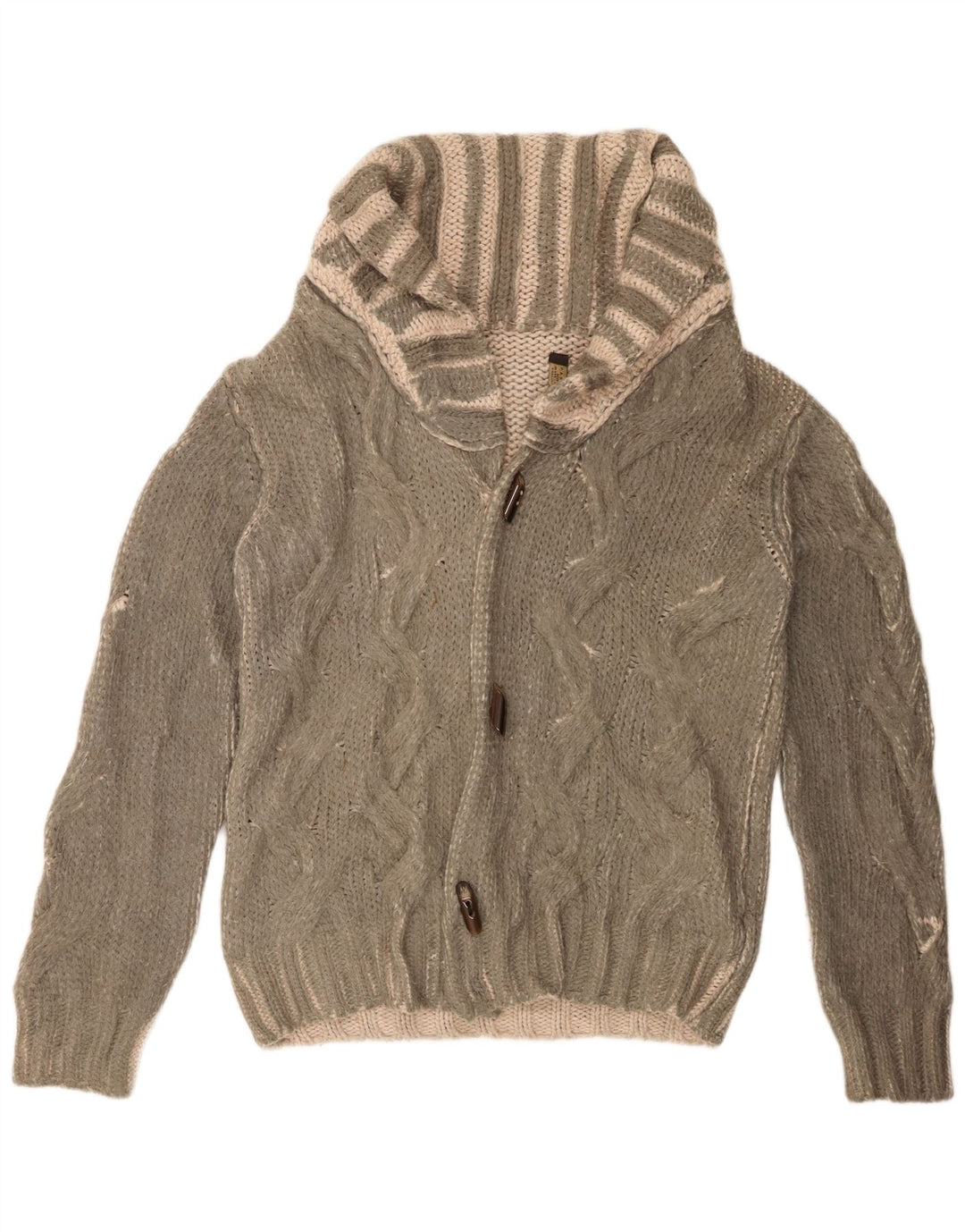 Męski sweter Zara, duży, zielony, w paski, akryl