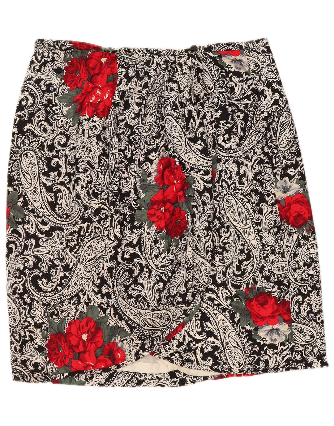 Damska spódnica kopertowa VINTAGE W30 Średnia czarna paisley