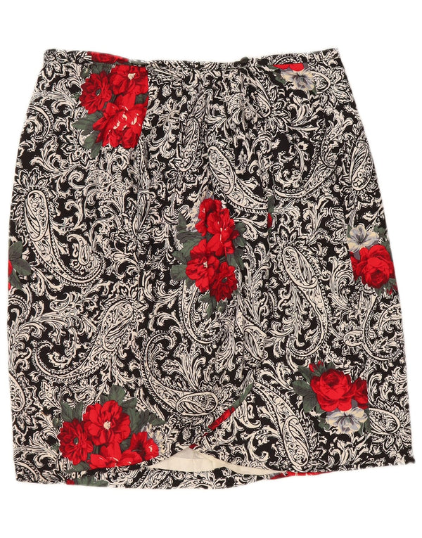 VINTAGE Womens Wrap Skirt W30 Medium Black Paisley