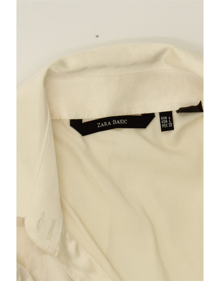 ZARA Womens Pullover Shirt Blouse UK 14 Large Off White Polyester Vintage Zara and Second-Hand Zara from Messina Hembry 