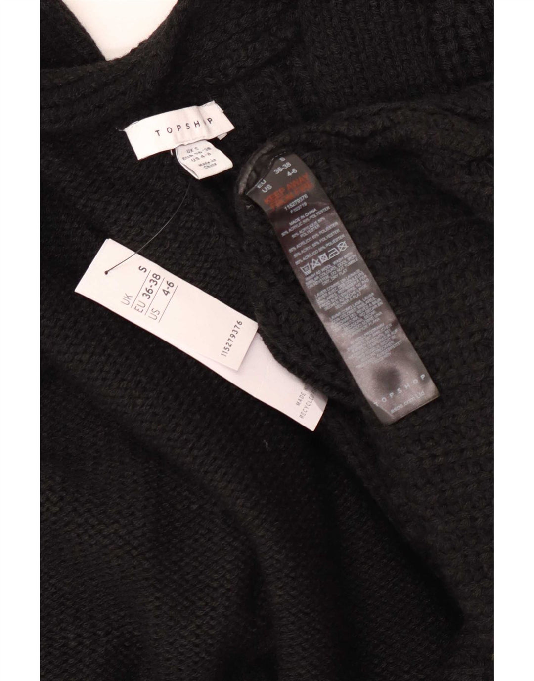 Damski sweter oversize z długimi rękawami Topshop EU 36/38, mały czarny