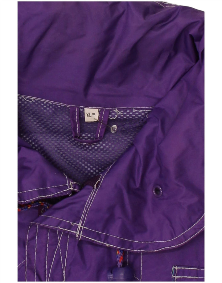 VINTAGE Mens Graphic Rain Jacket UK 42 XL Purple Colourblock Polyester
