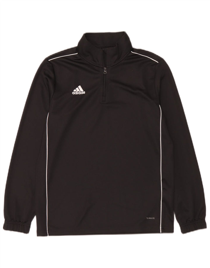 Adidas Chłopięca Koszulka Climalite Z Zip Neck Top Z Długim Rękawem 11-12 Lat Czarny Poliester