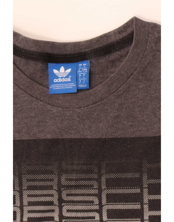 Męska koszulka z grafiką Adidas, duża, szara