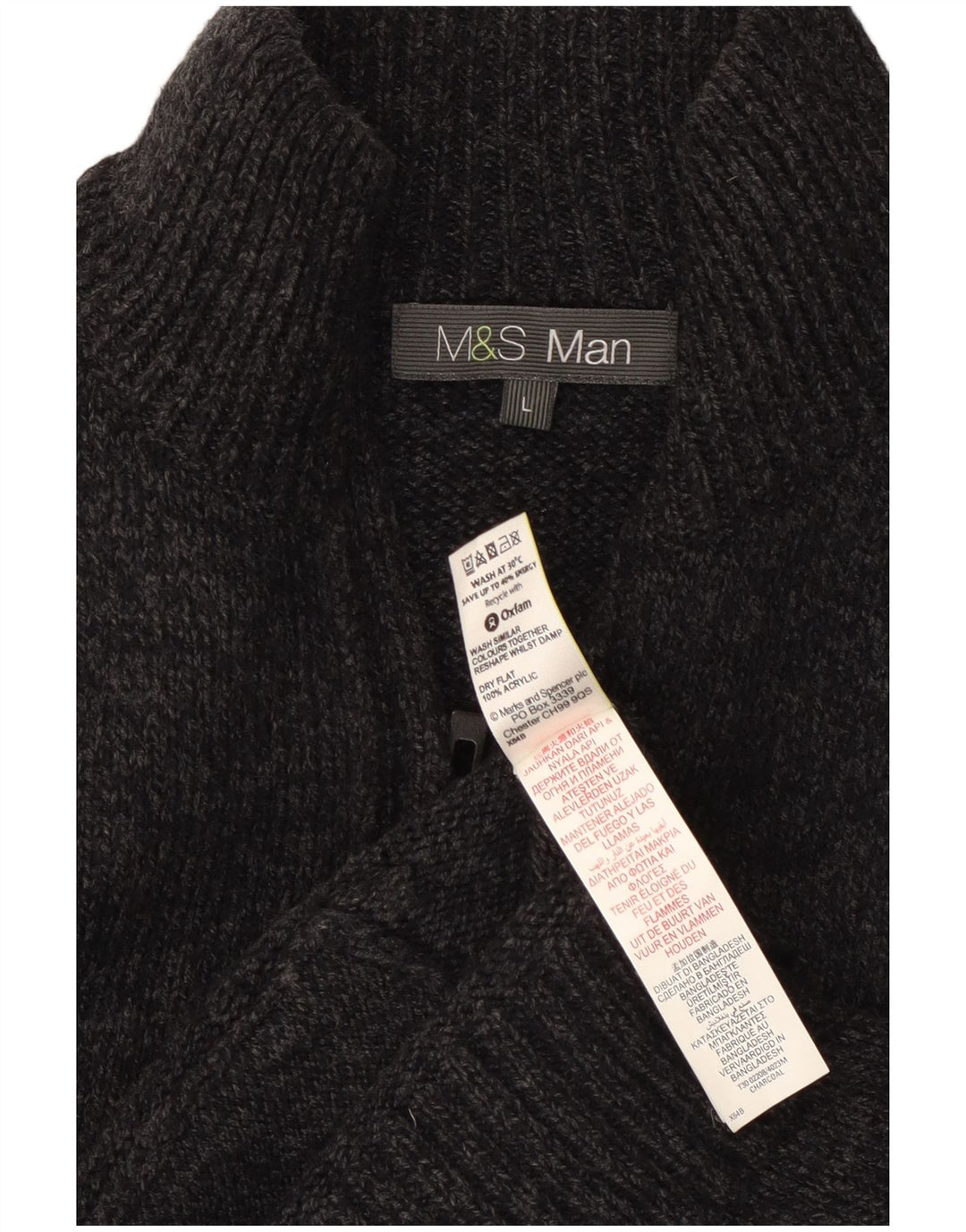 Marks & Spencer Męski sweter rozpinany, duży, szary, akrylowy