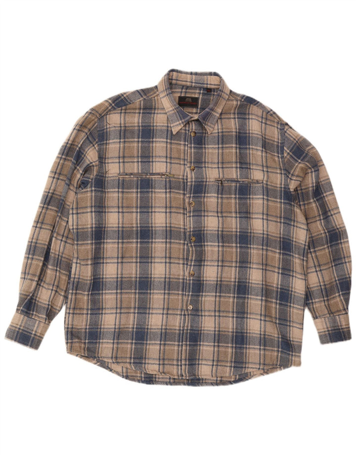 Męska koszula flanelowa VINTAGE 2XL w niebieską kratkę, akryl