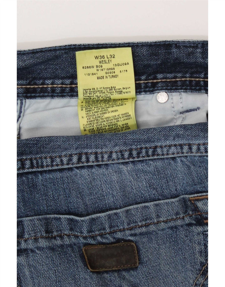 Wrangler Męskie Wesley Regular Straight Jeans W36 L32 Niebieskie bawełniane