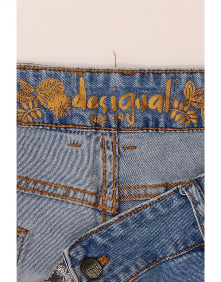 DESIGUAL Womens Denim Shorts W34 Large  Blue Colourblock Cotton Vintage Desigual and Second-Hand Desigual from Messina Hembry 