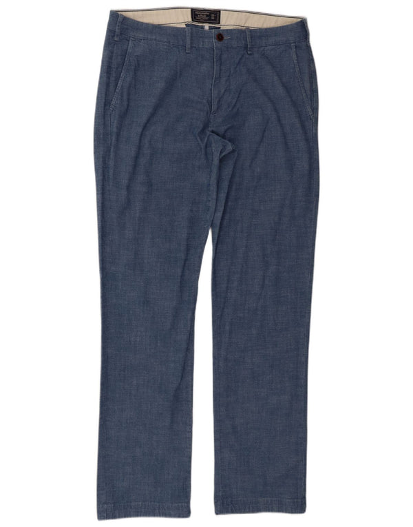 Męskie proste spodnie chino Abercrombie & Fitch W32 L34 Niebieskie bawełniane