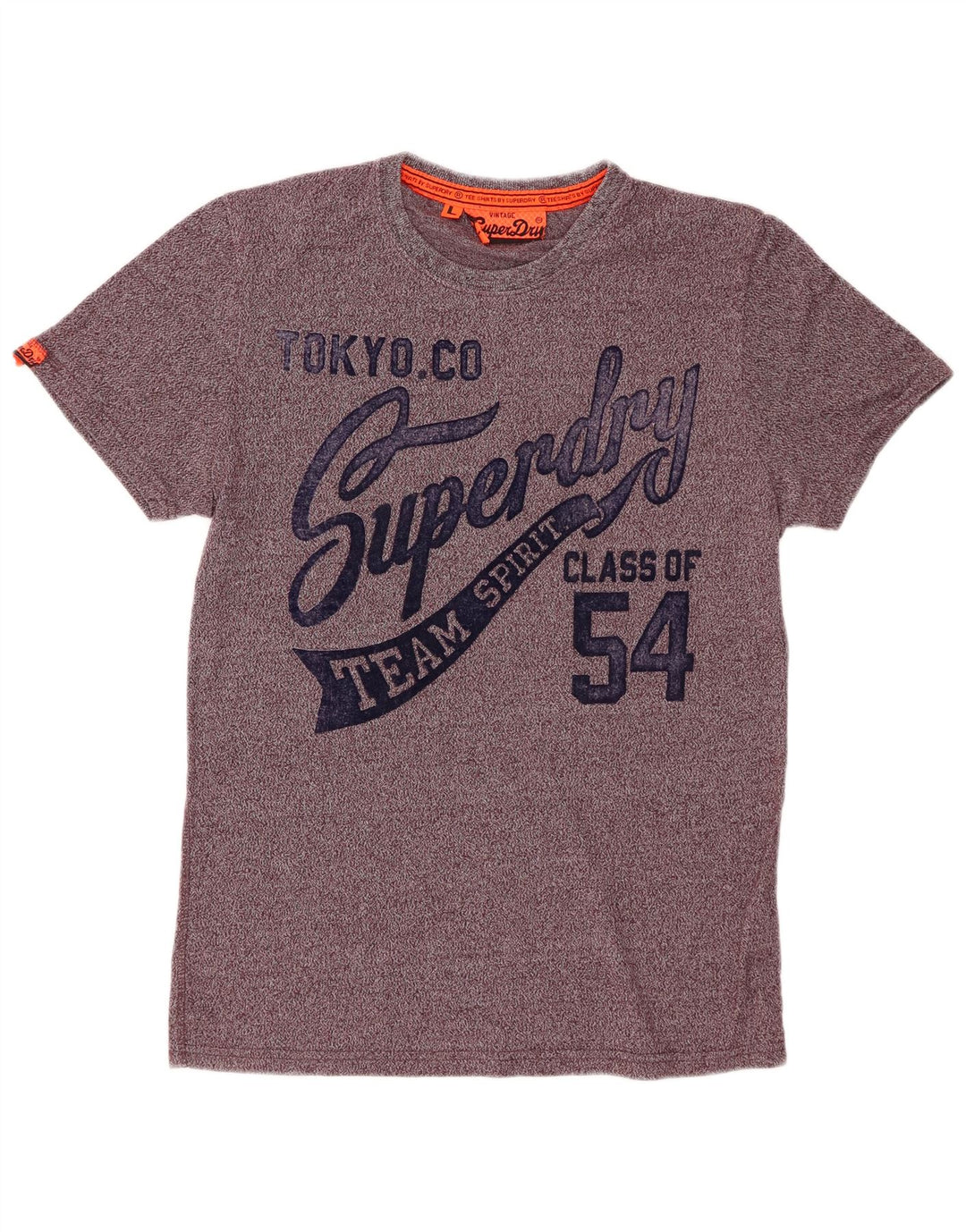 SUPERDRY Męski T-shirt z grafiką, duży, bordowy, nakrapiany bawełniany