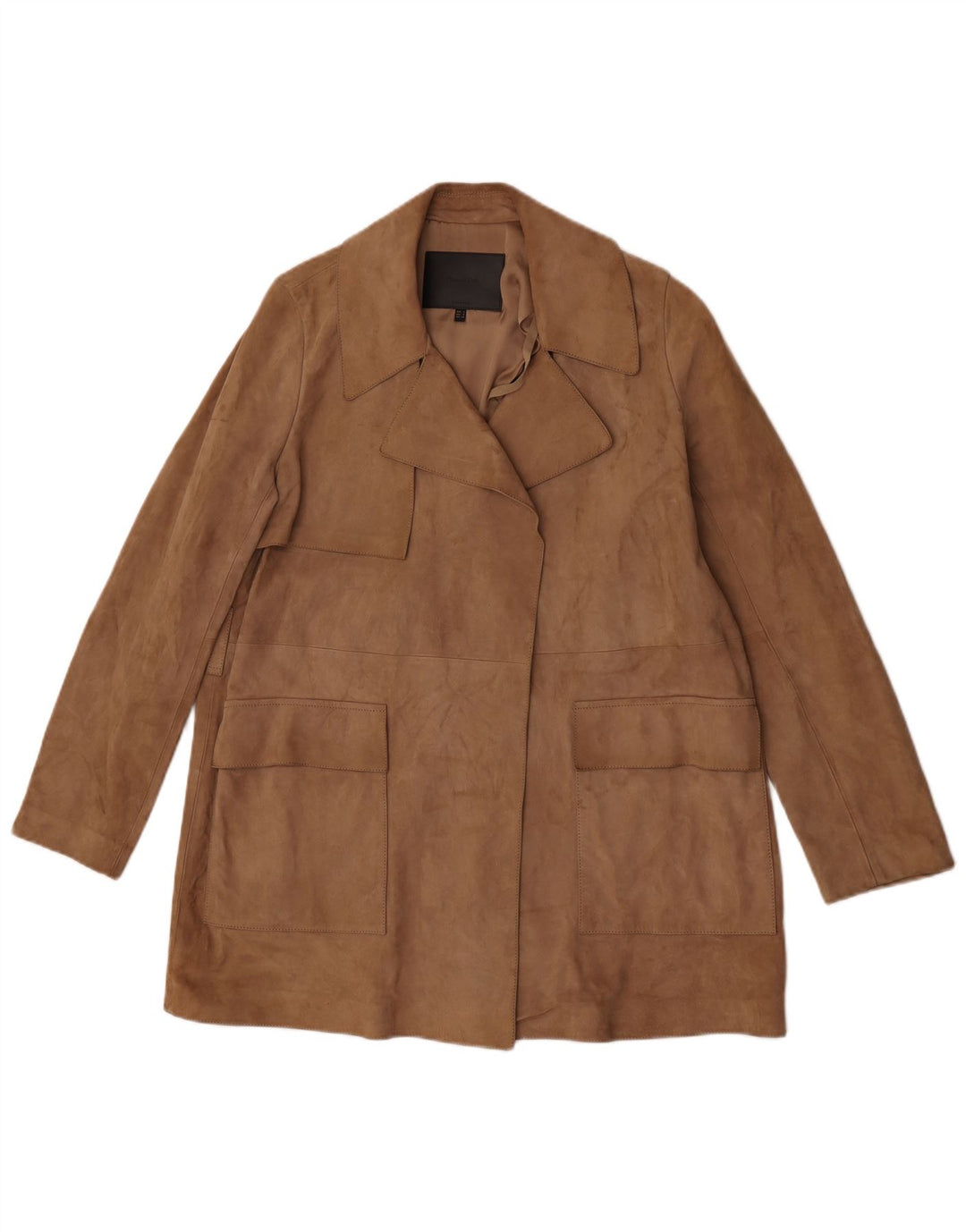 Płaszcz damski Massimo Dutti z otwartym zamszem UK 10 Small Beżowa skóra owcza