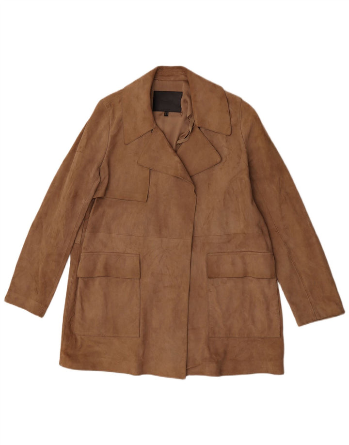 Płaszcz damski Massimo Dutti z otwartym zamszem UK 10 Small Beżowa skóra owcza