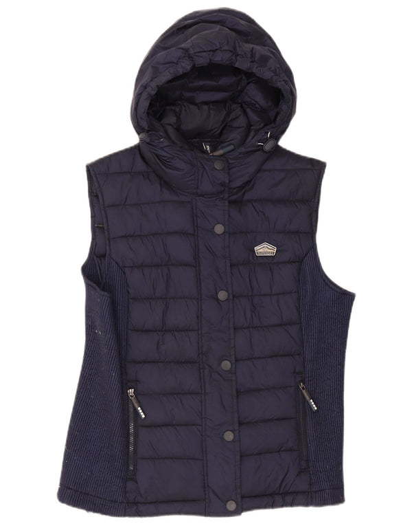 Damska wyściełana kamizelka z kapturem Superdry UK 18 XL, granatowa, nylonowa