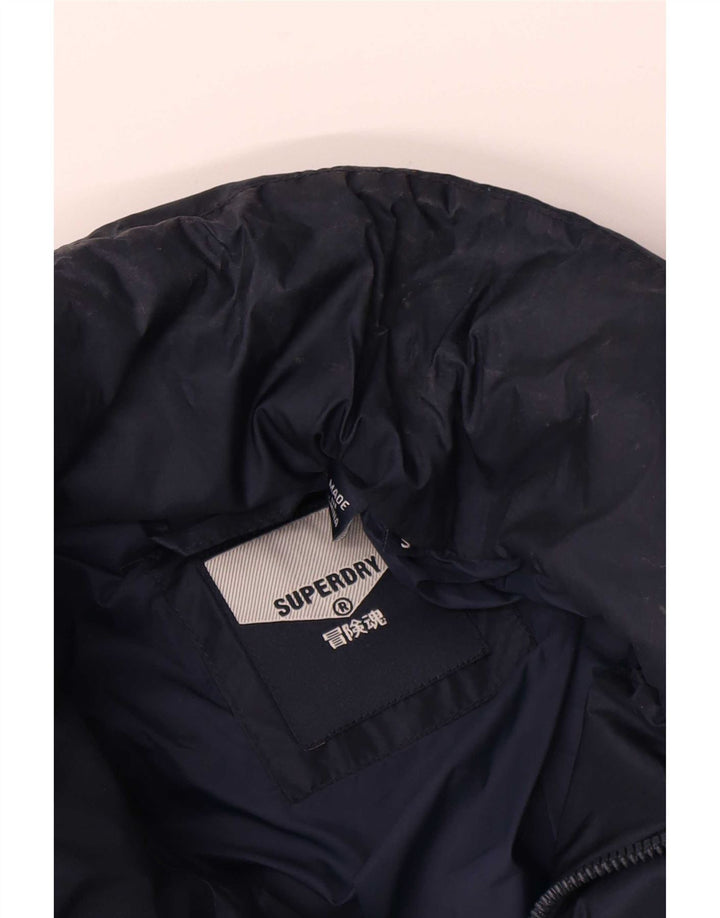 Męska ocieplana kurtka Superdry UK 36, mała, granatowa, z poliestru w blokach kolorów