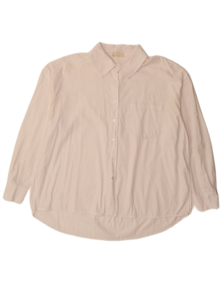 VINTAGE Womens Oversized Shirt UK 6 XS White Cotton