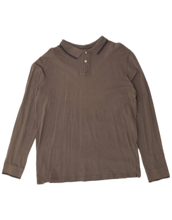 Lee Mens Long Sleeve Regular Fit Polo Shirt XL Grey Cotton