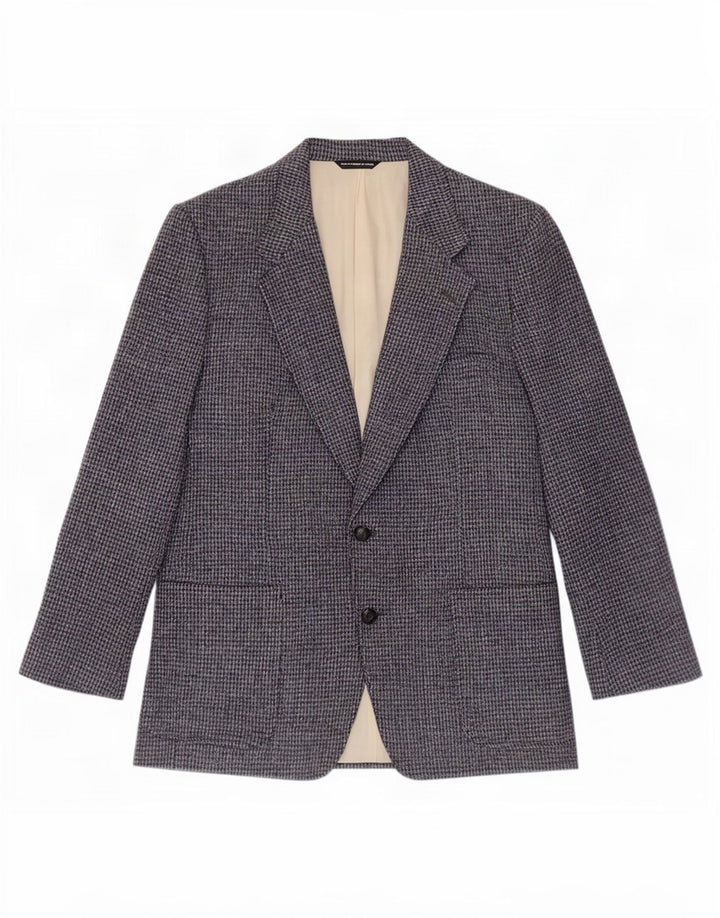 Męska marynarka Harris Tweed o regularnym kroju, rozmiar 44, duża niebieska pepitka