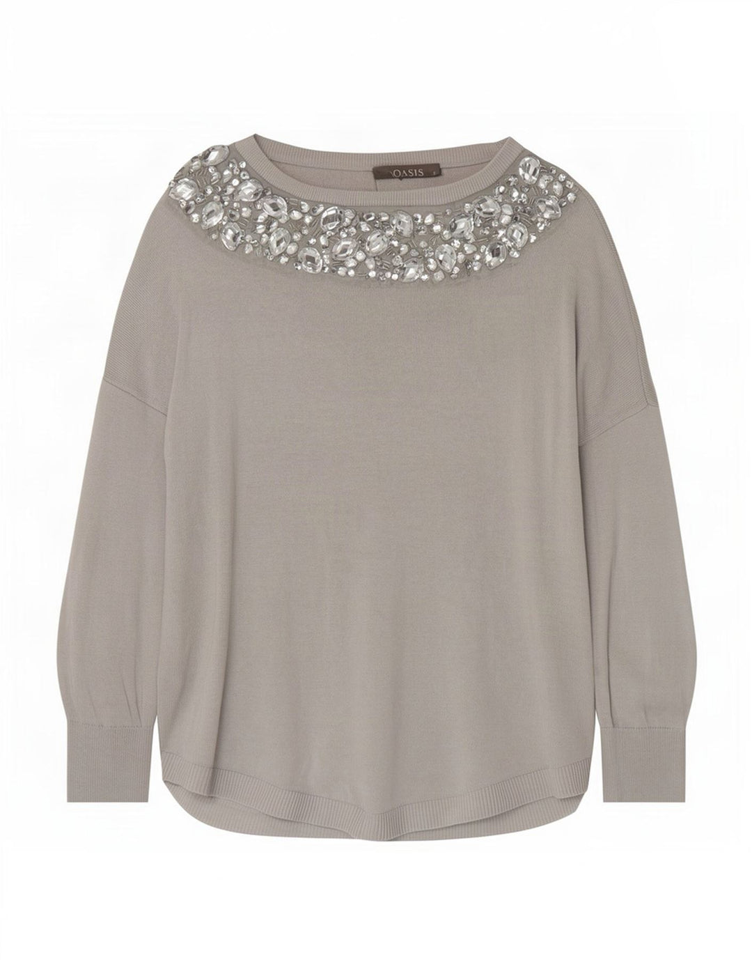 Damski sweter Oasis z dekoltem w łódkę UK 10 Small Szara wiskoza