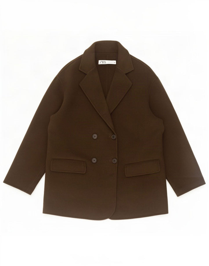 Damska marynarka oversize z podwójnymi piersiami Zara UK 10, mała wełna khaki