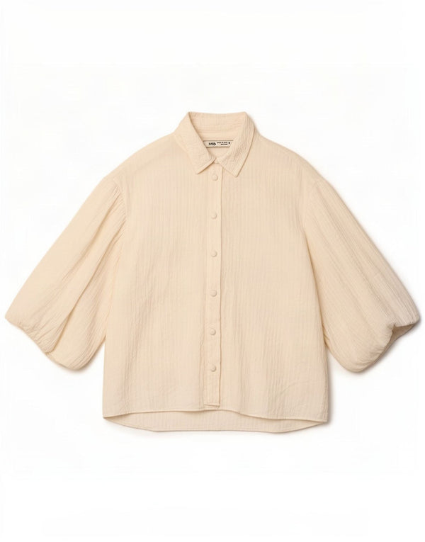 Damska bluzka oversize Zara z rękawem 3/4, UK 6 XS, biała
