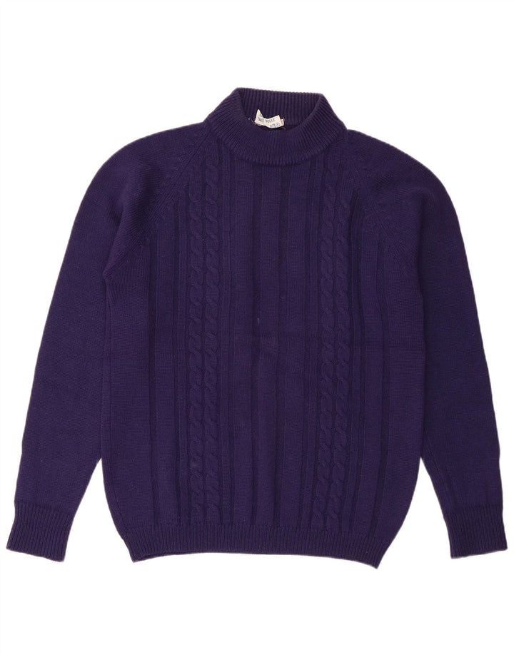 Vintage męski sweter z okrągłym dekoltem EU 52, duża fioletowa wełna