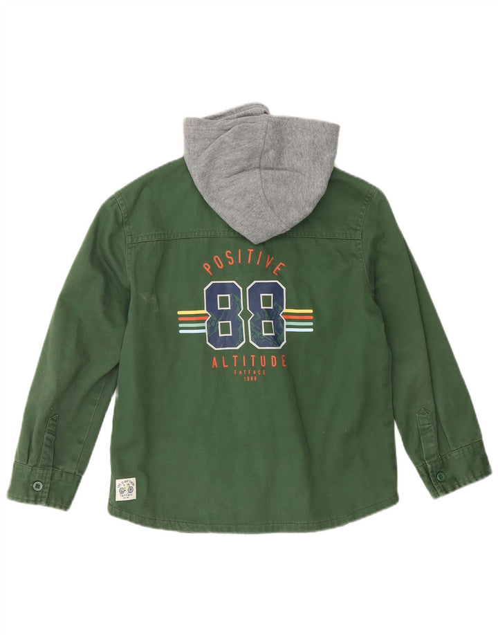 Chłopięca koszula dżinsowa drwal FAT FACE z kapturem, 7-8 lat, zielona, z blokami kolorów