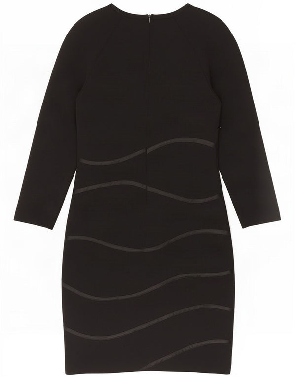 Vintage Womens 3/4 Sleeve Sheath Dress UK 8 Small Black Striped