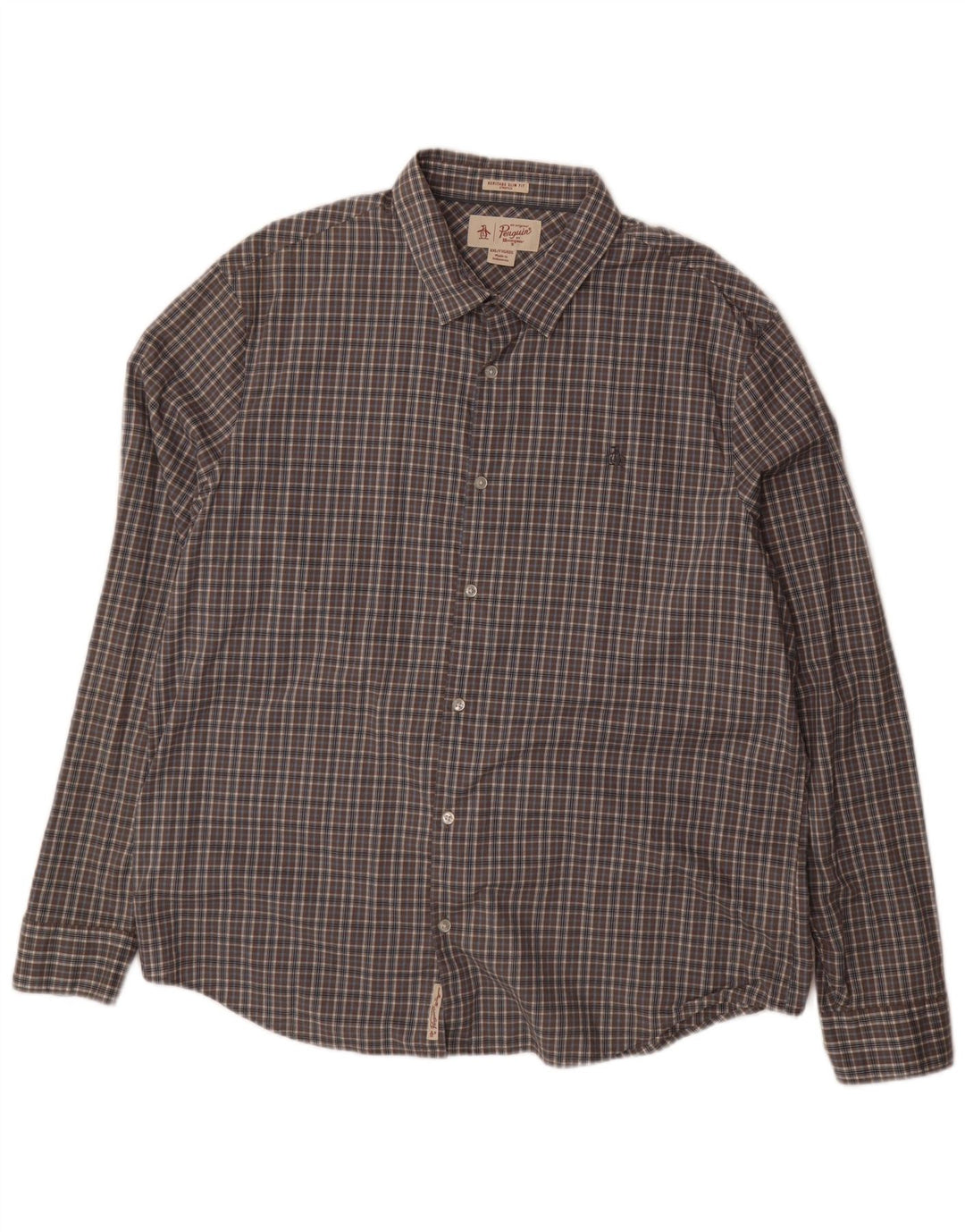 Koszula męska PENGUIN Heritage Slim Fit 2XL, bawełniana, szara krata