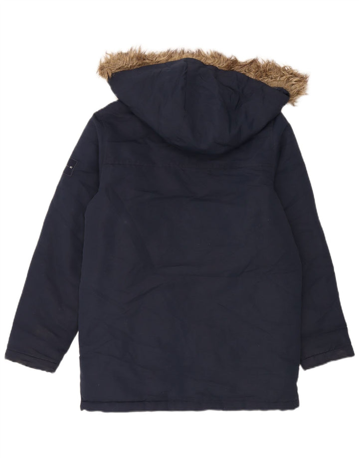 Chłopięcy, ocieplany płaszcz z kapturem Jack & Jones, 13-14 lat, granatowy, poliester